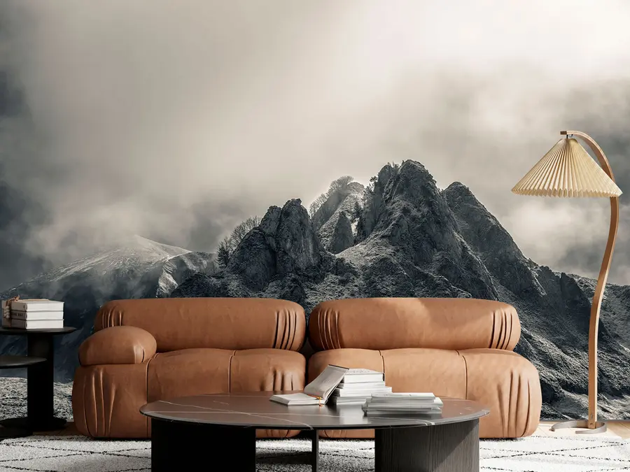 murales de pared Misteriosa montaña negra con espectacular cielo nublado u96473