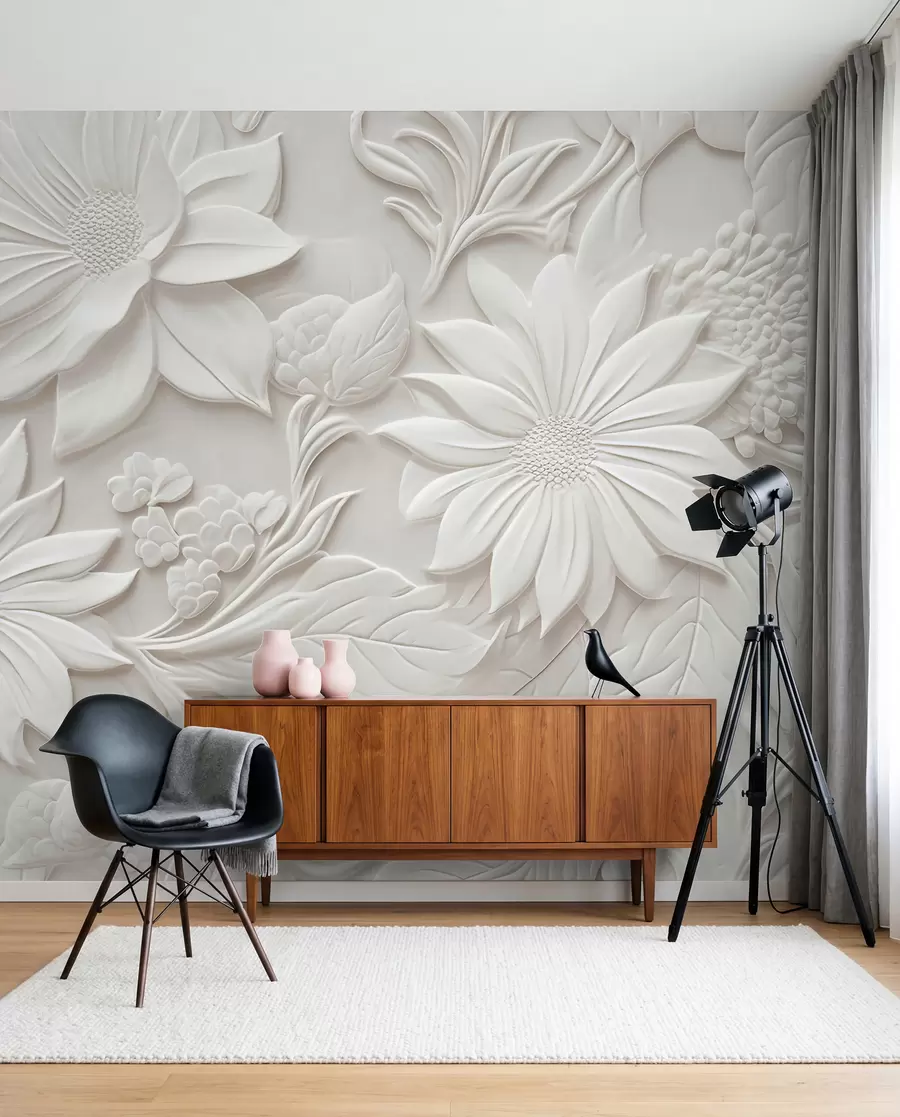 murales de pared flores en 3D u96695