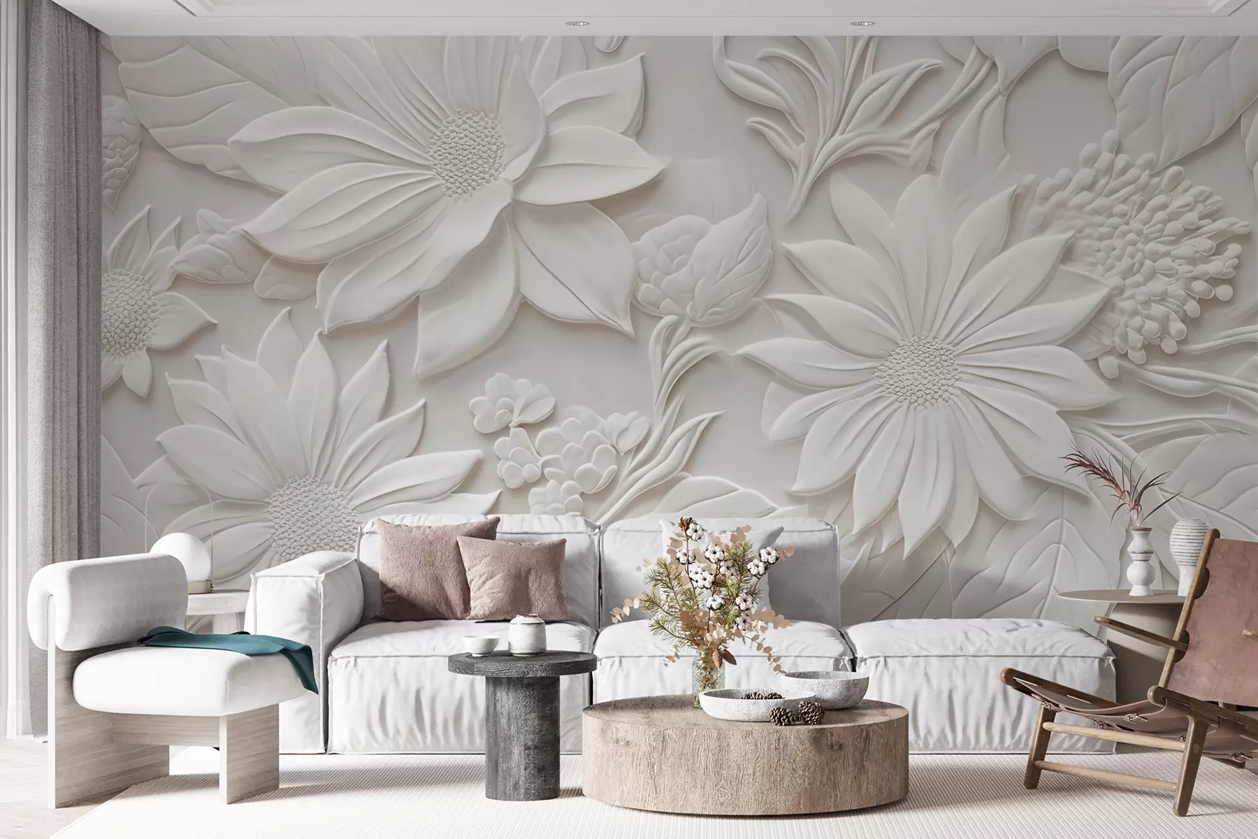 murales de pared flores en 3D u96695