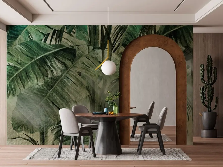 murales de pared Oasis tropical de hojas de plátano u96855