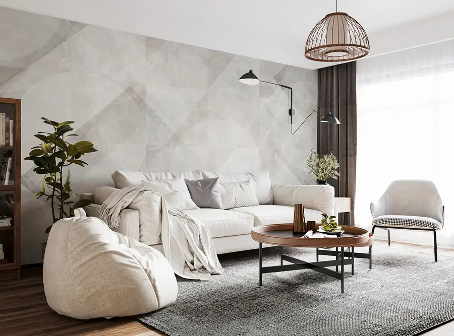 murales de pared Abstracción geométrica sobre un fondo de mármol en colores pastel u97269