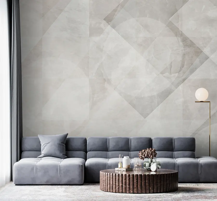 murales de pared Abstracción geométrica sobre un fondo de mármol en colores pastel u97269