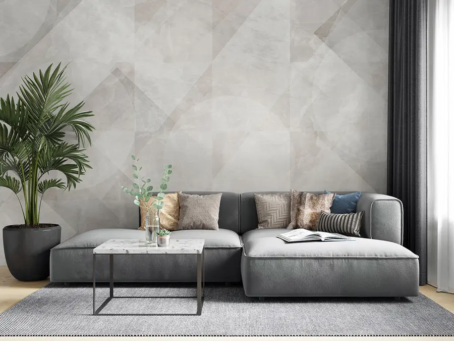 murales de pared Abstracción geométrica sobre un fondo de mármol en colores pastel u97269