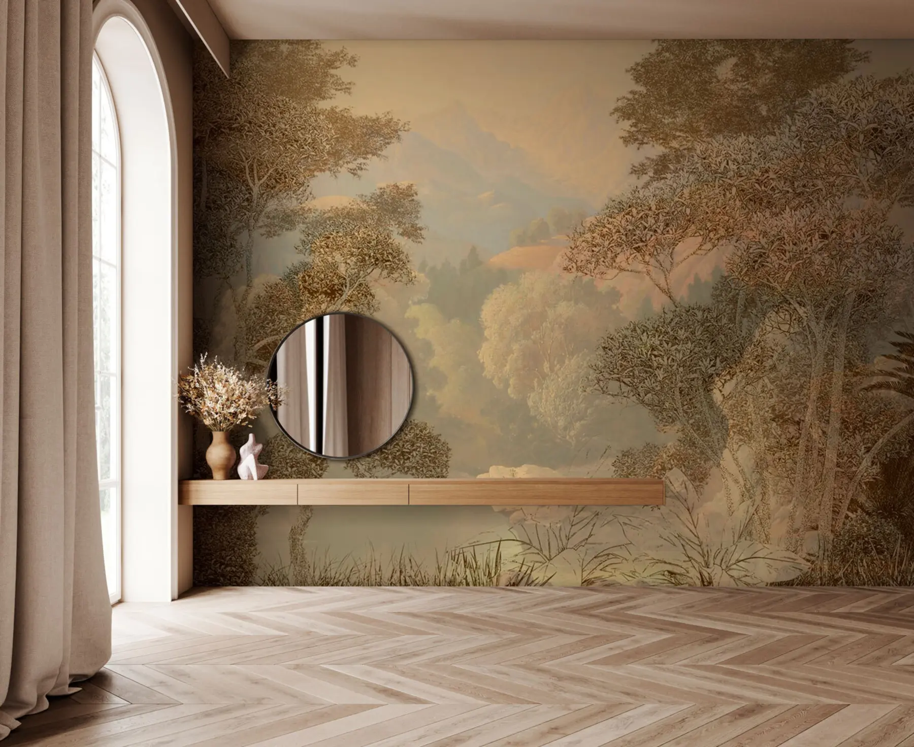 murales de pared Bosque tropical en tonos marrones u97403