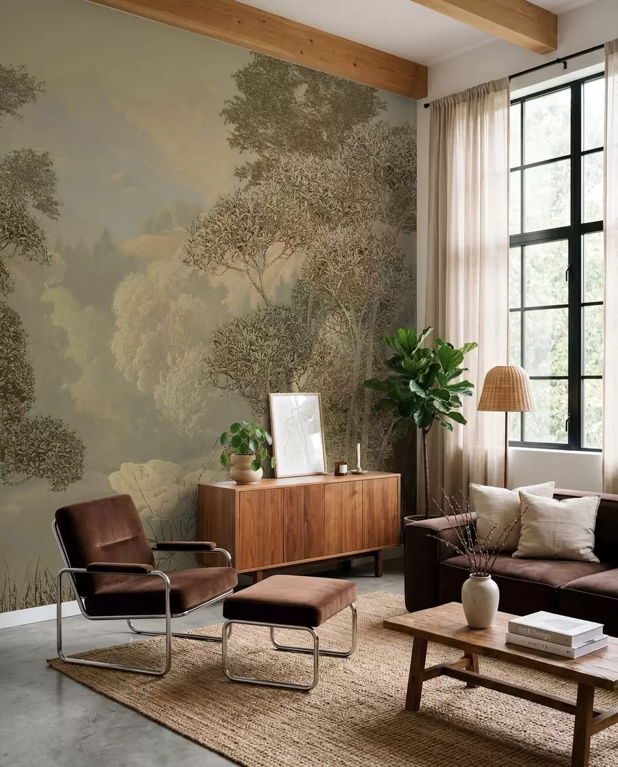murales de pared Bosque tropical en tonos marrones u97403