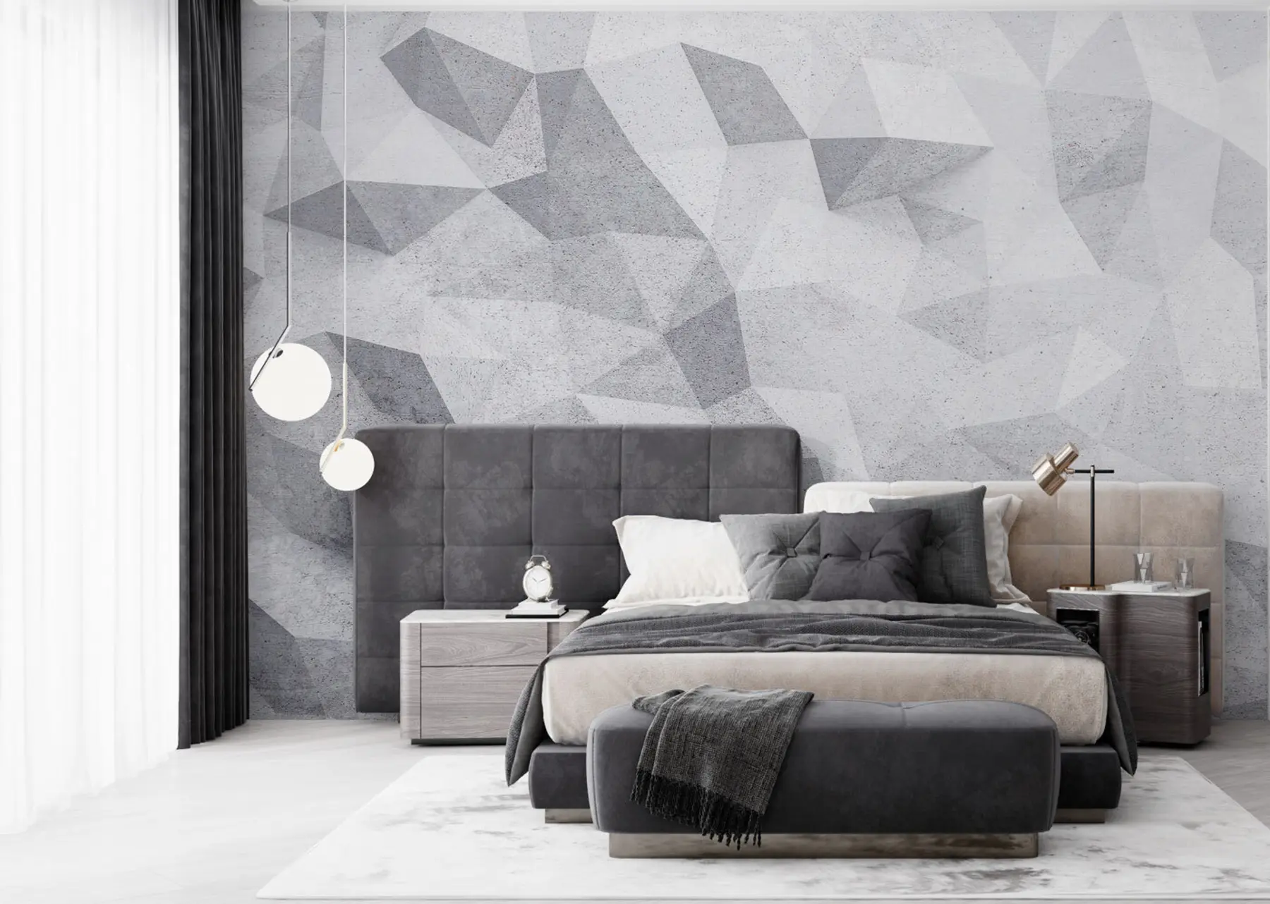 murales de pared Loft grunge de polígonos 3D abstractos u97336