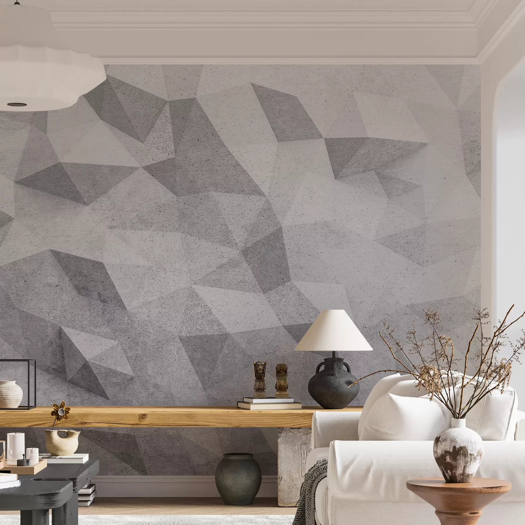 murales de pared Loft grunge de polígonos 3D abstractos u97336