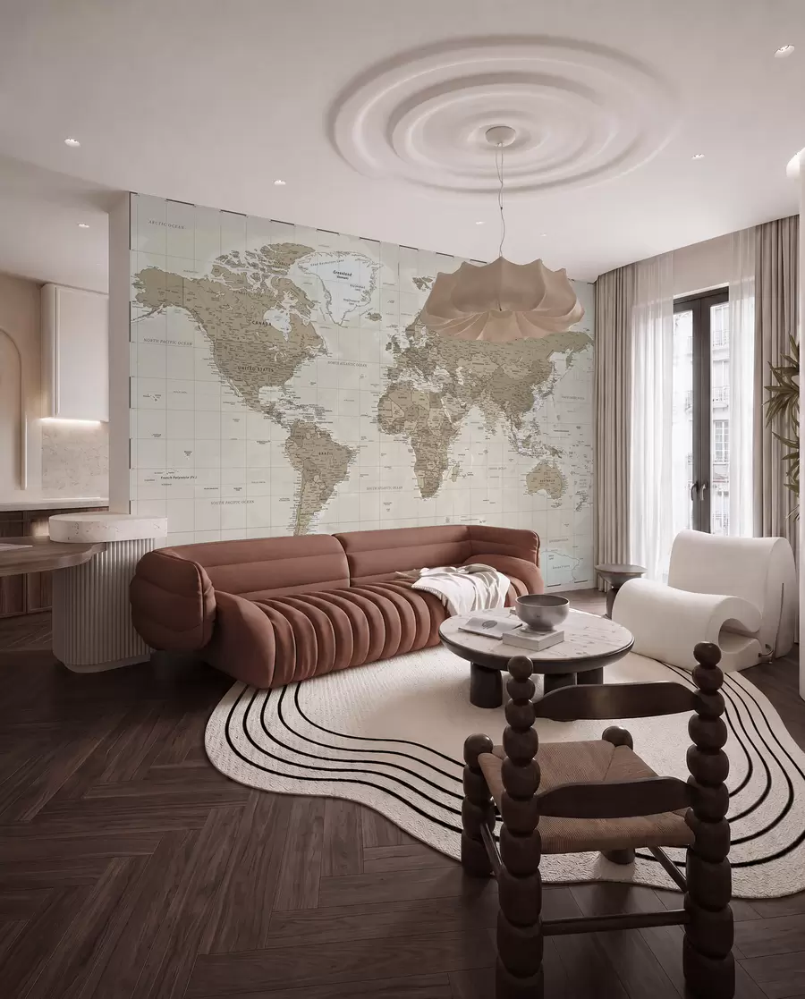 murales de pared Loft de mapa del mundo vintage u97342