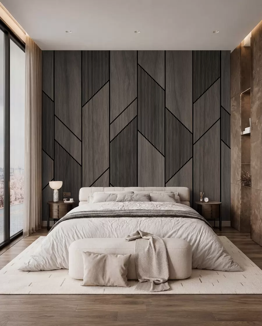 murales de pared Paneles geométricos con textura de madera u97427