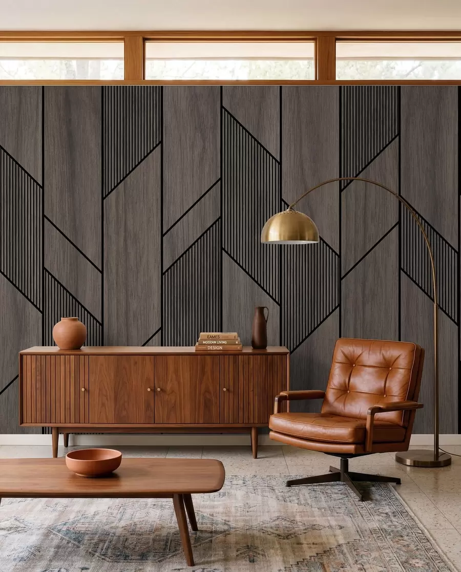 murales de pared Paneles geométricos con textura de madera u97427