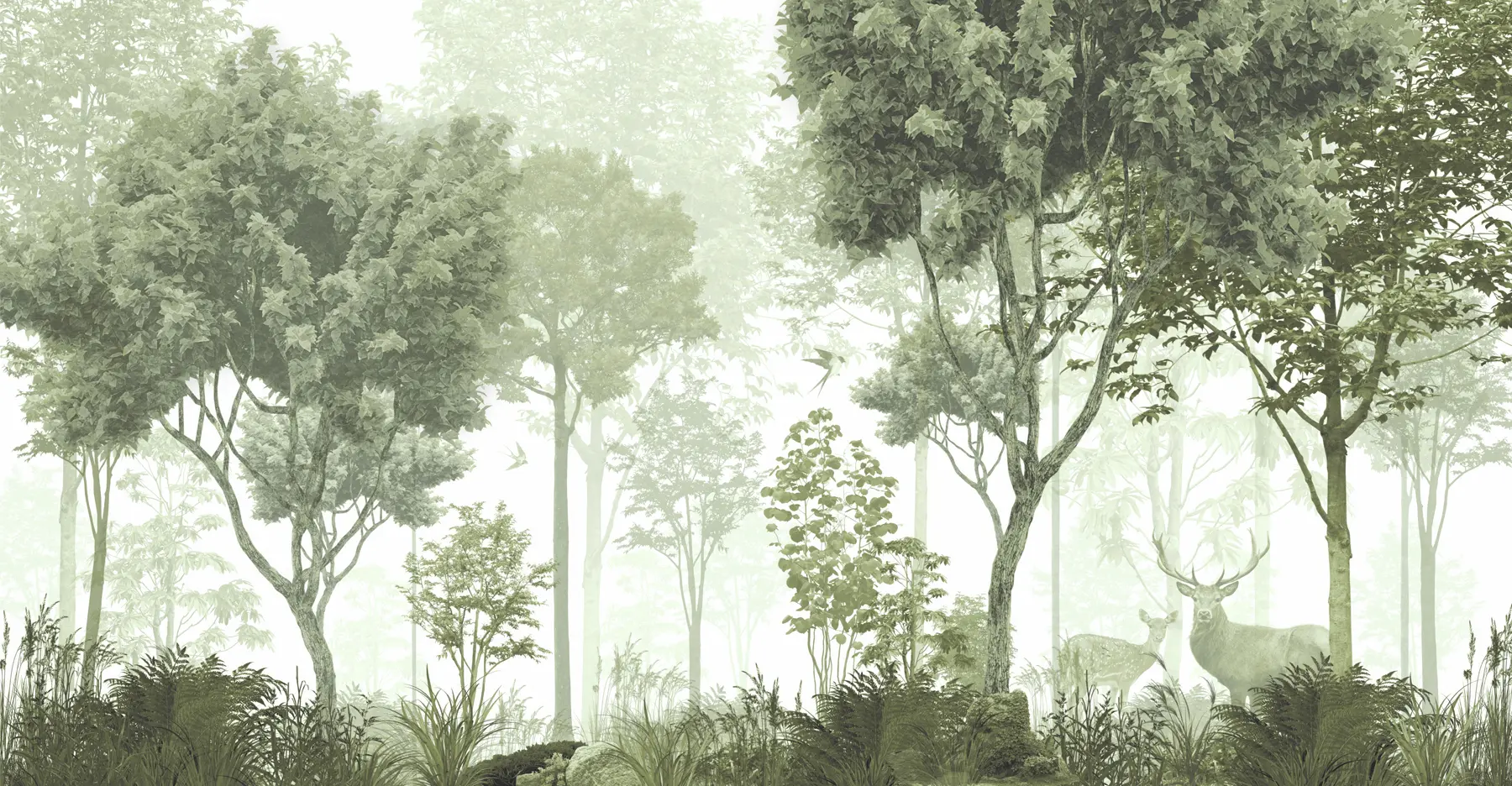 murales de pared Bosque mágico en verde u72134v2