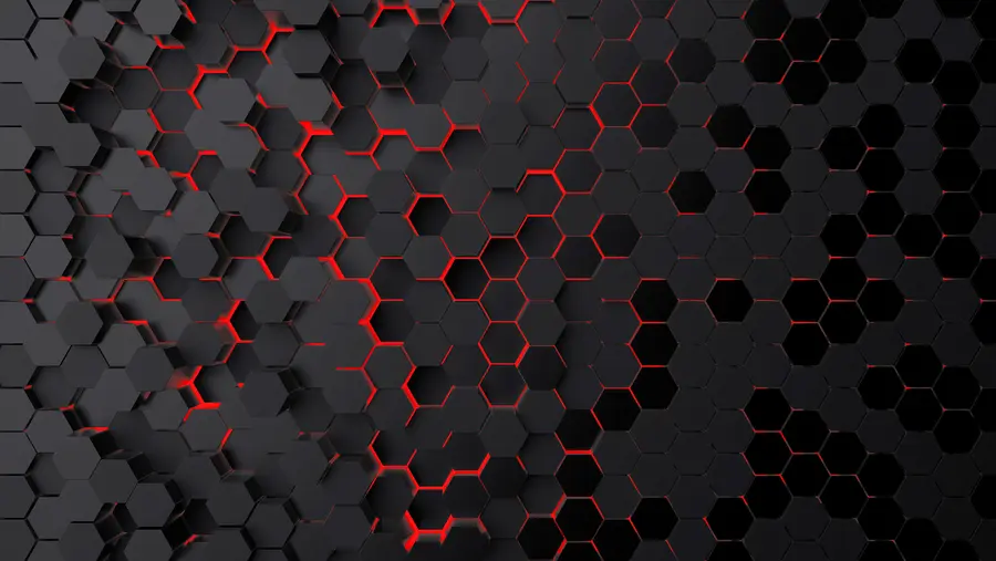 murales de pared Hexágonos negros y brillo rojo u93618v2