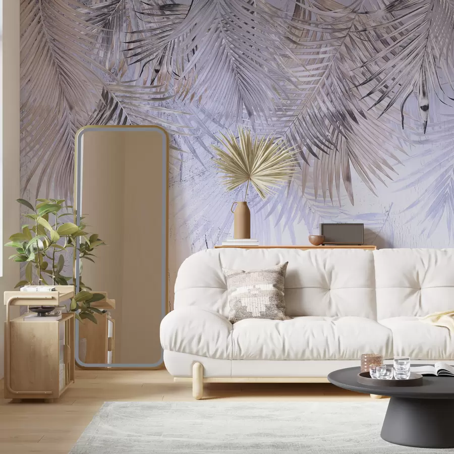 murales de pared Hojas tropicales moradas en estilo grunge u93843v1