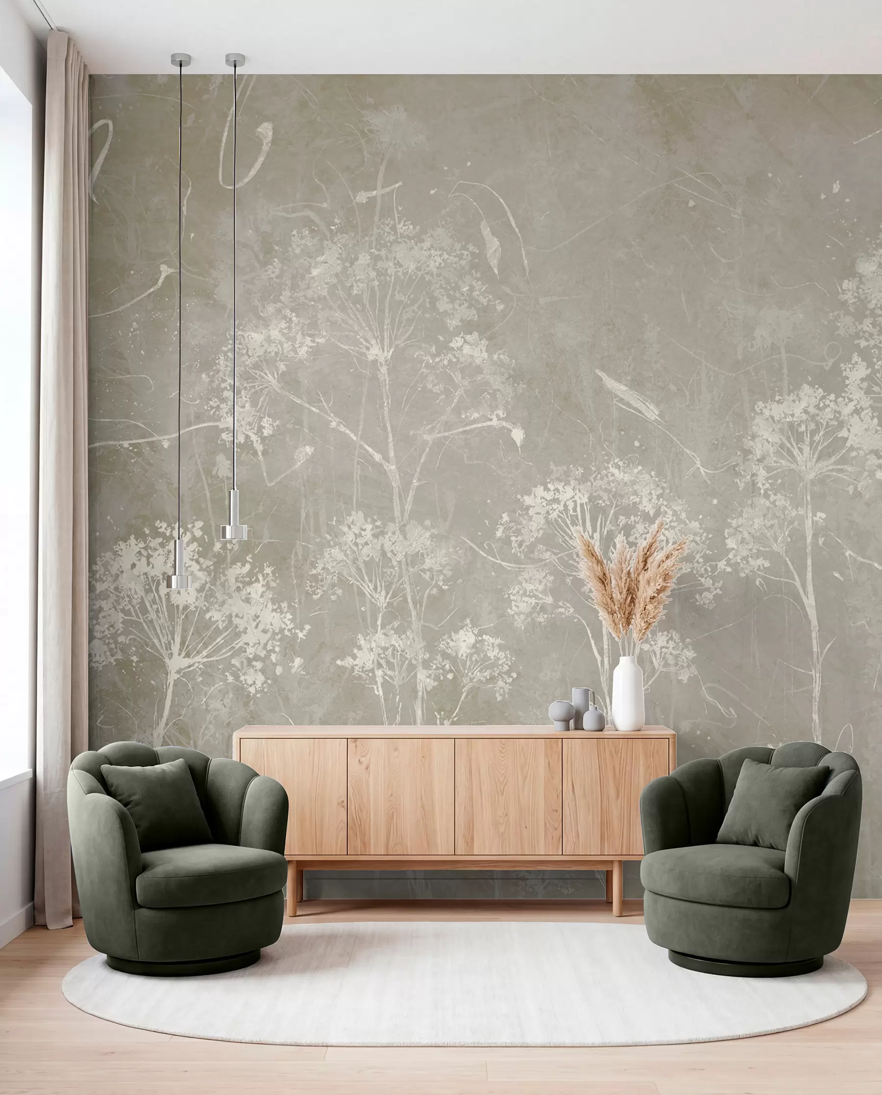 murales de pared Flores silvestres al estilo grunge u96551v2