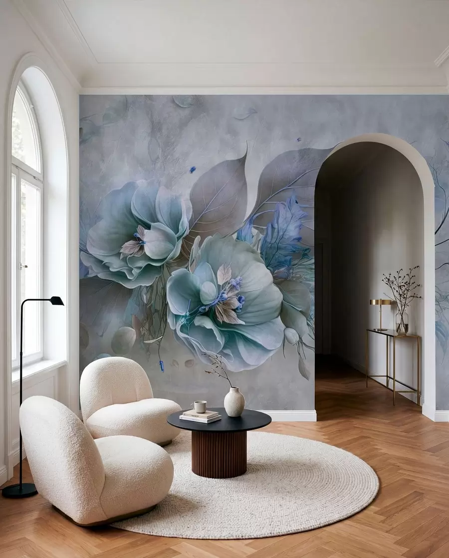 murales de pared Flores quimera en tonos azules u93930v1