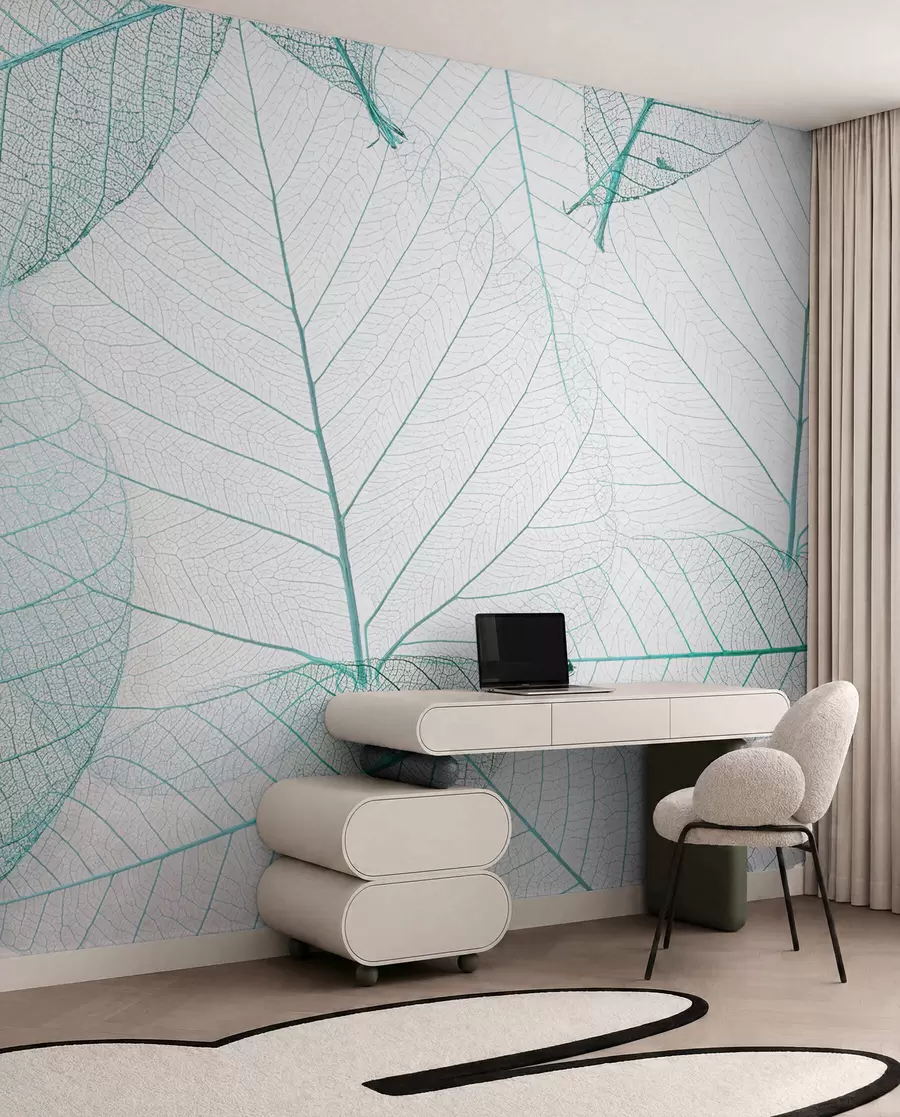 murales de pared Hojas transparentes de color verde u24439v3