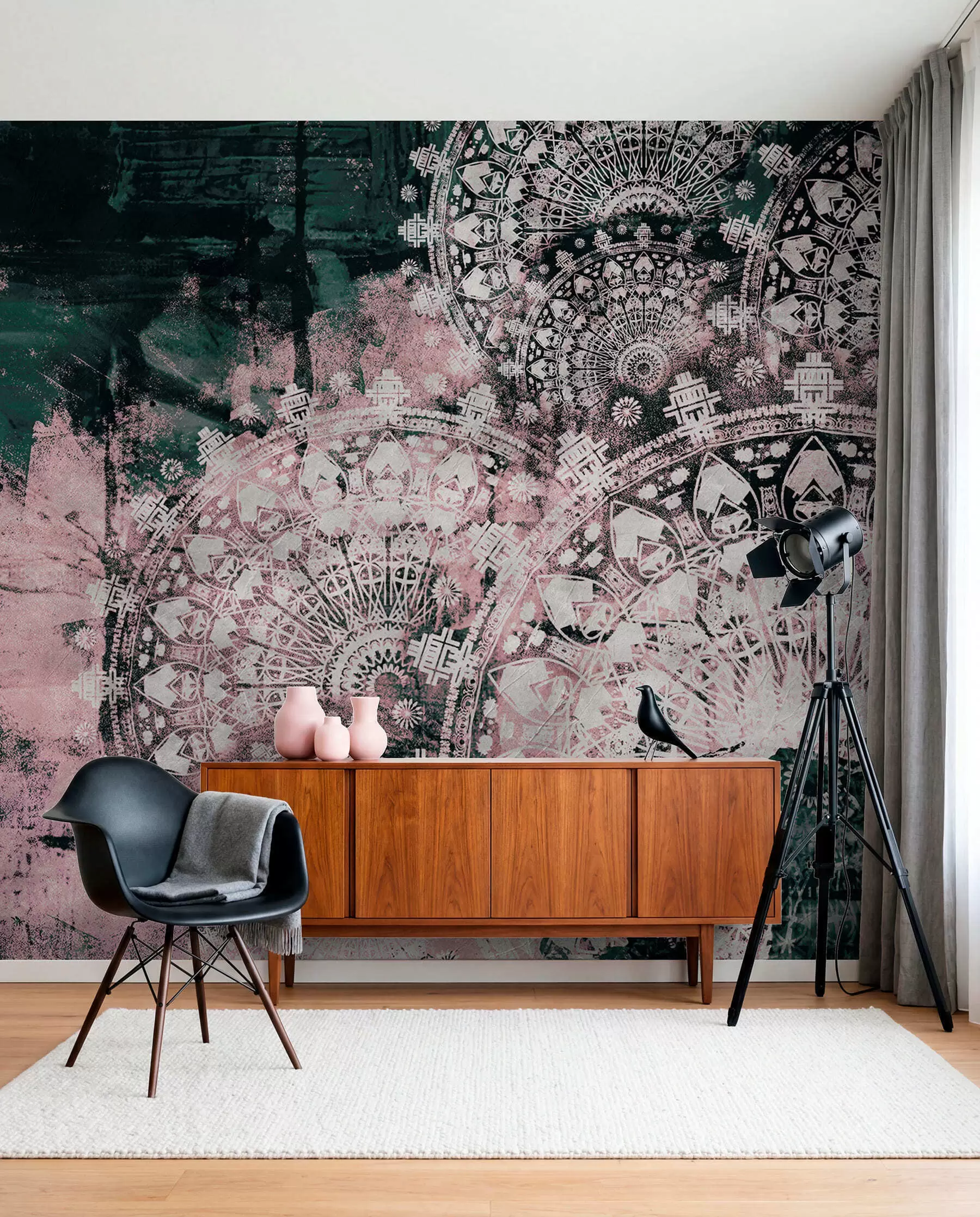 murales de pared Mandala vintage en tonos rosas u93958v2