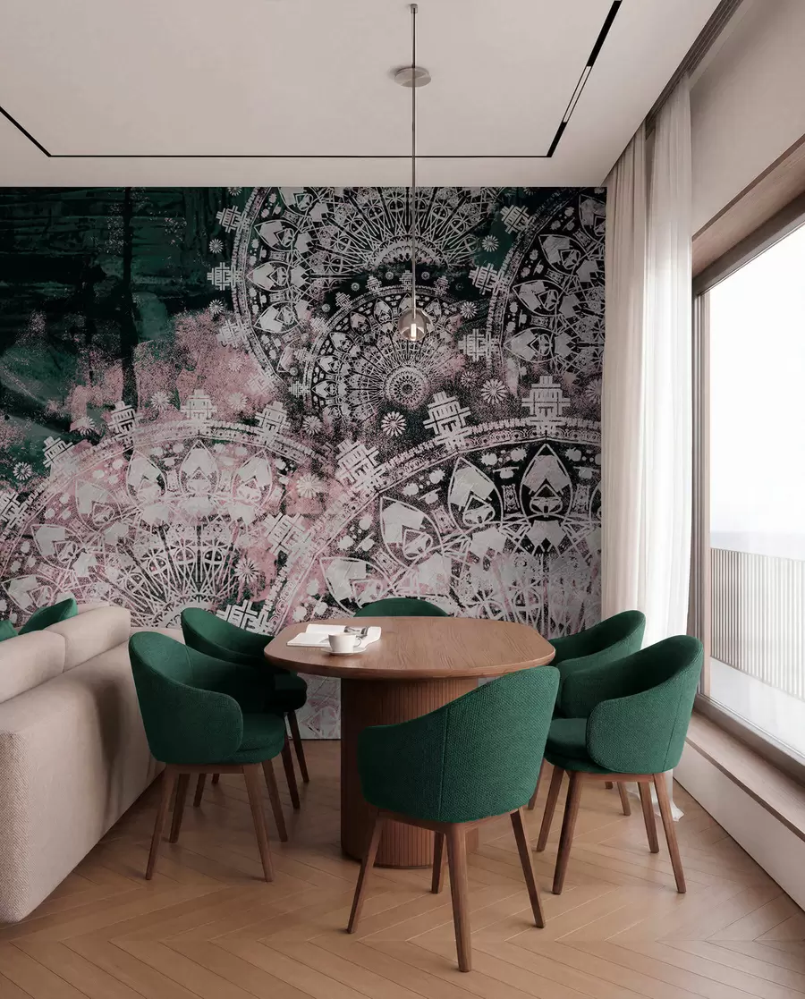 murales de pared Mandala vintage en tonos rosas u93958v2