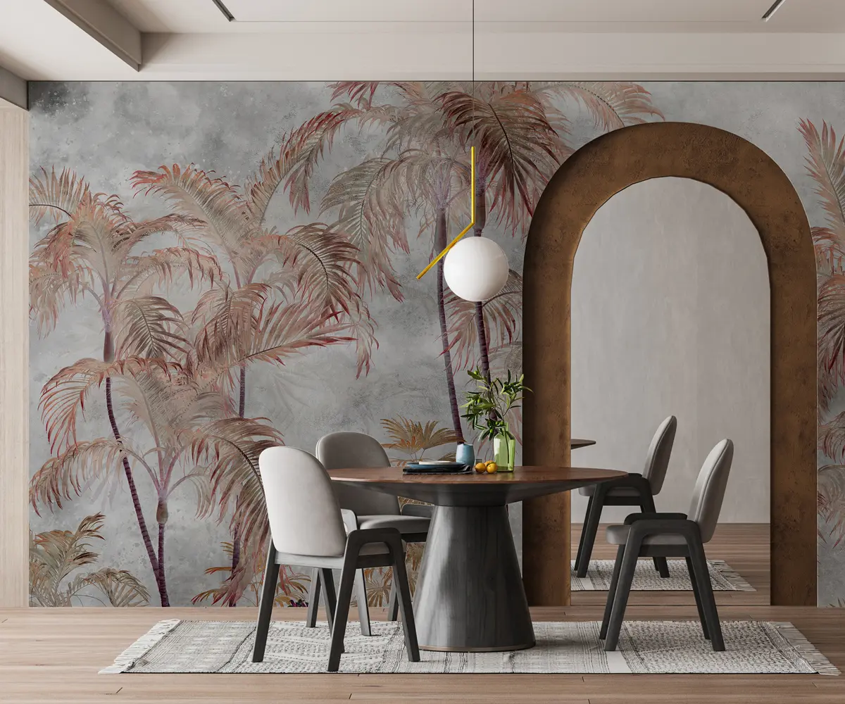 murales de pared Palmeras tropicales en la pared de concreto u98586