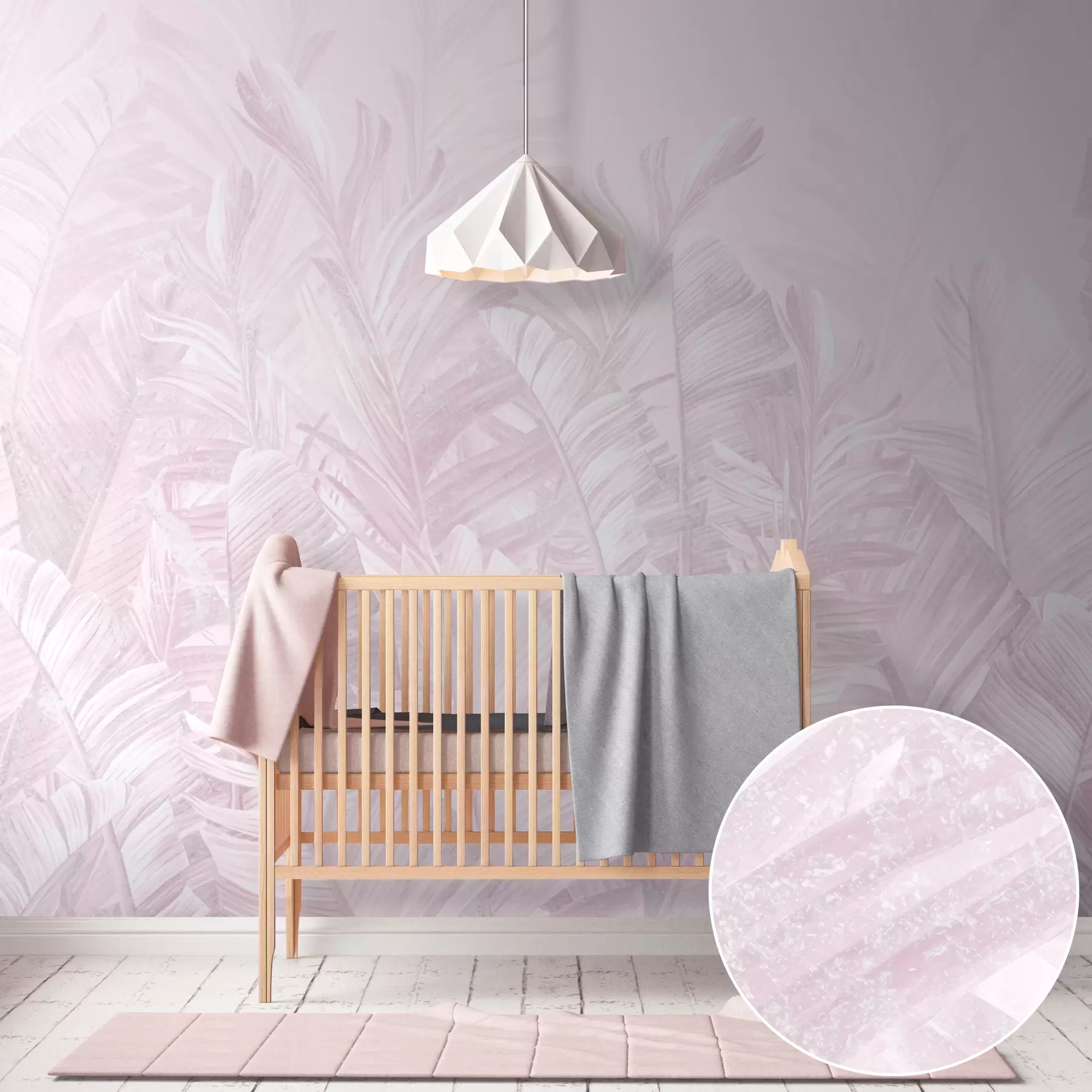 murales de pared Hojas rosa tropical de moda u98951v1