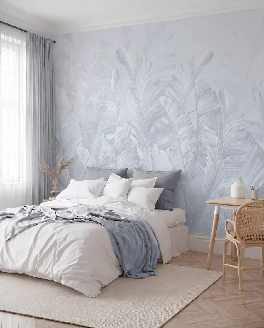murales de pared Hojas azules tropicales de moda u98951v5