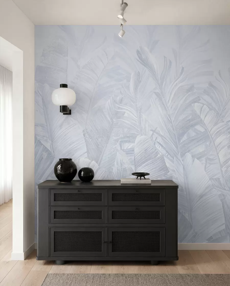 murales de pared Hojas azules tropicales de moda u98951v5