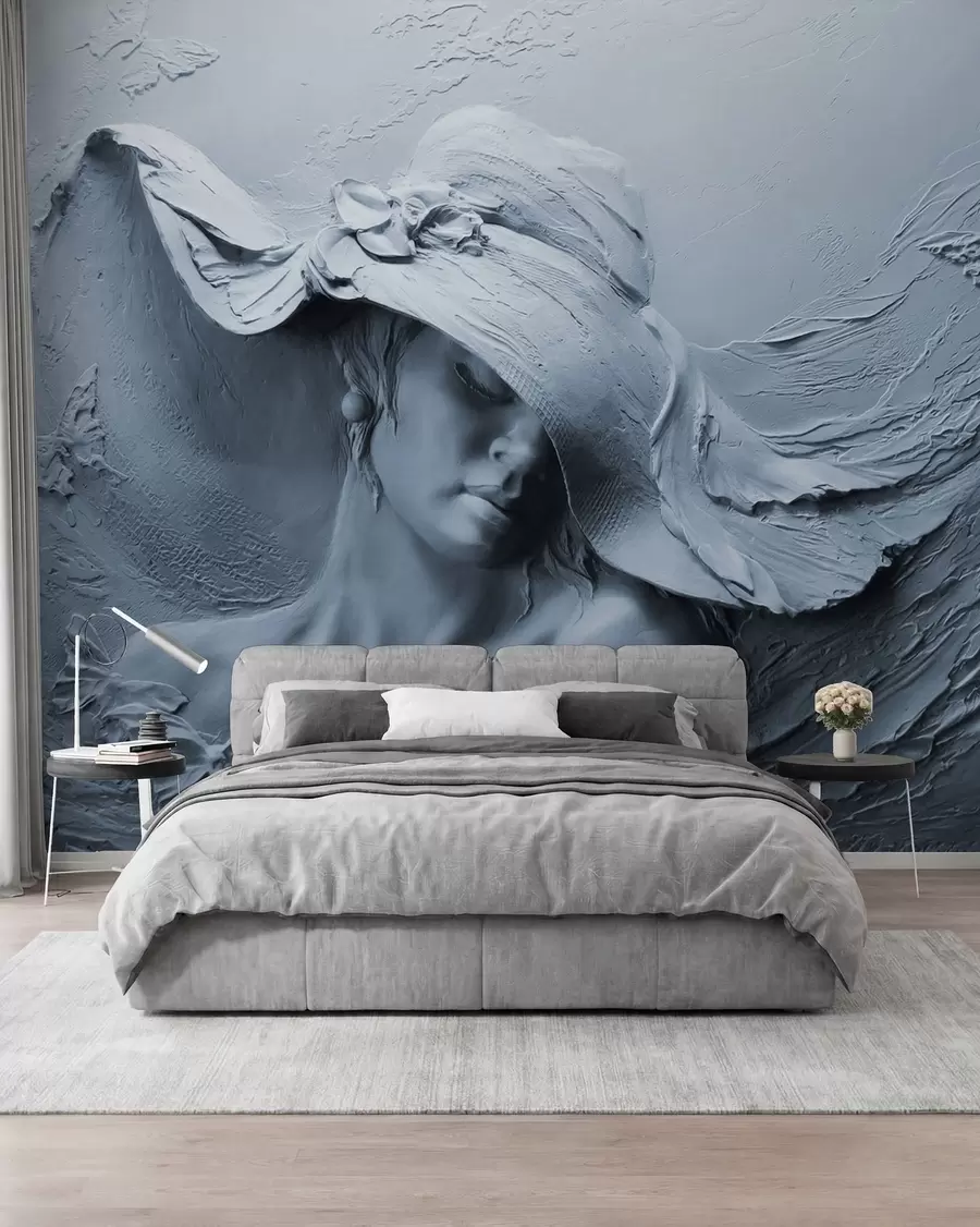 murales de pared Mujer con sombrero 3D u62592v2