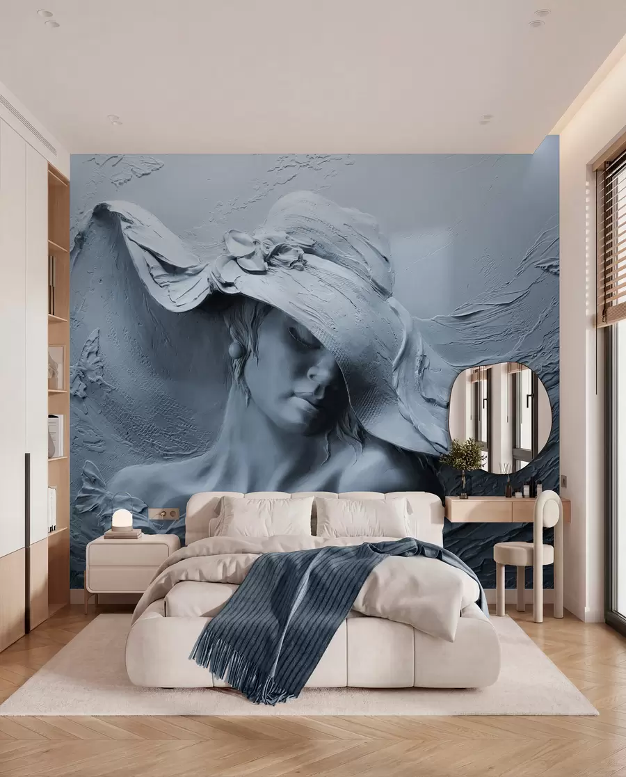 murales de pared Mujer con sombrero 3D u62592v2