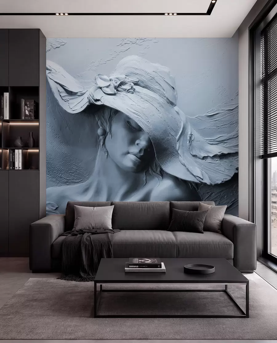 murales de pared Mujer con sombrero 3D u62592v2