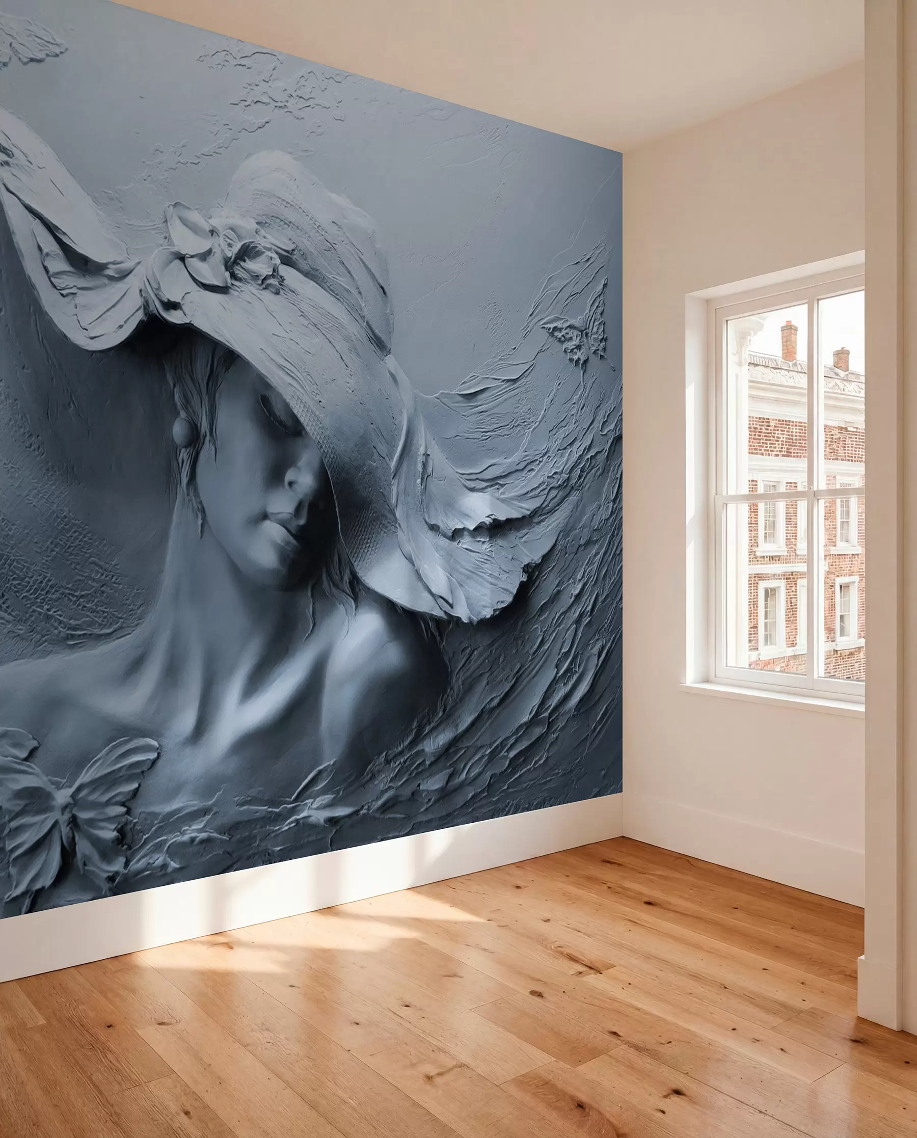 murales de pared Mujer con sombrero 3D u62592v2