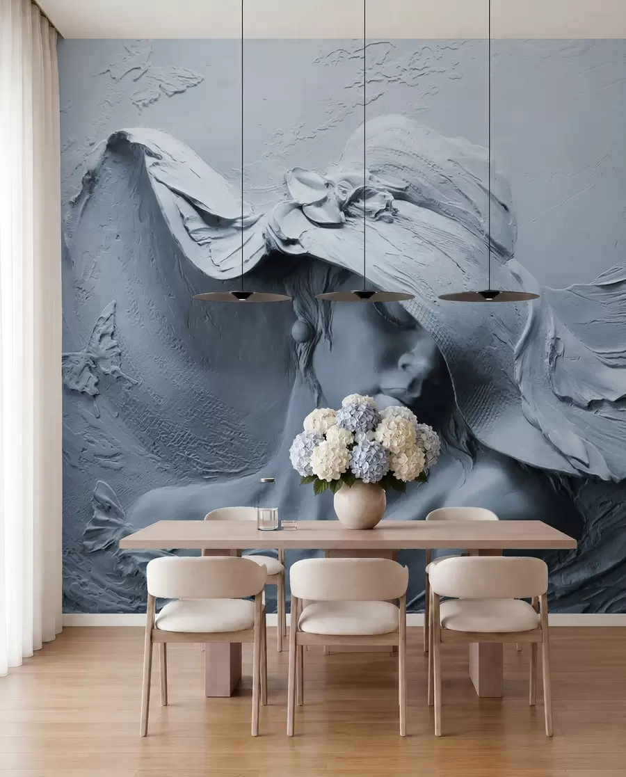 murales de pared Mujer con sombrero 3D u62592v2