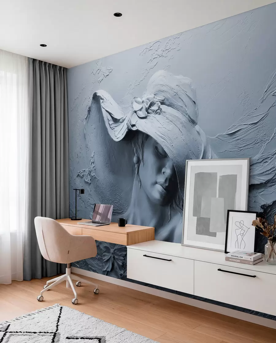 murales de pared Mujer con sombrero 3D u62592v2