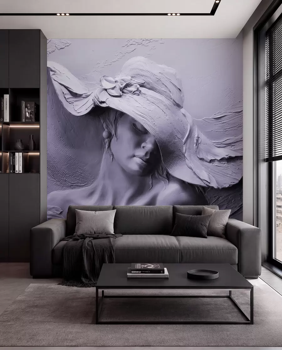 murales de pared Mujer con sombrero 3D u62592v3