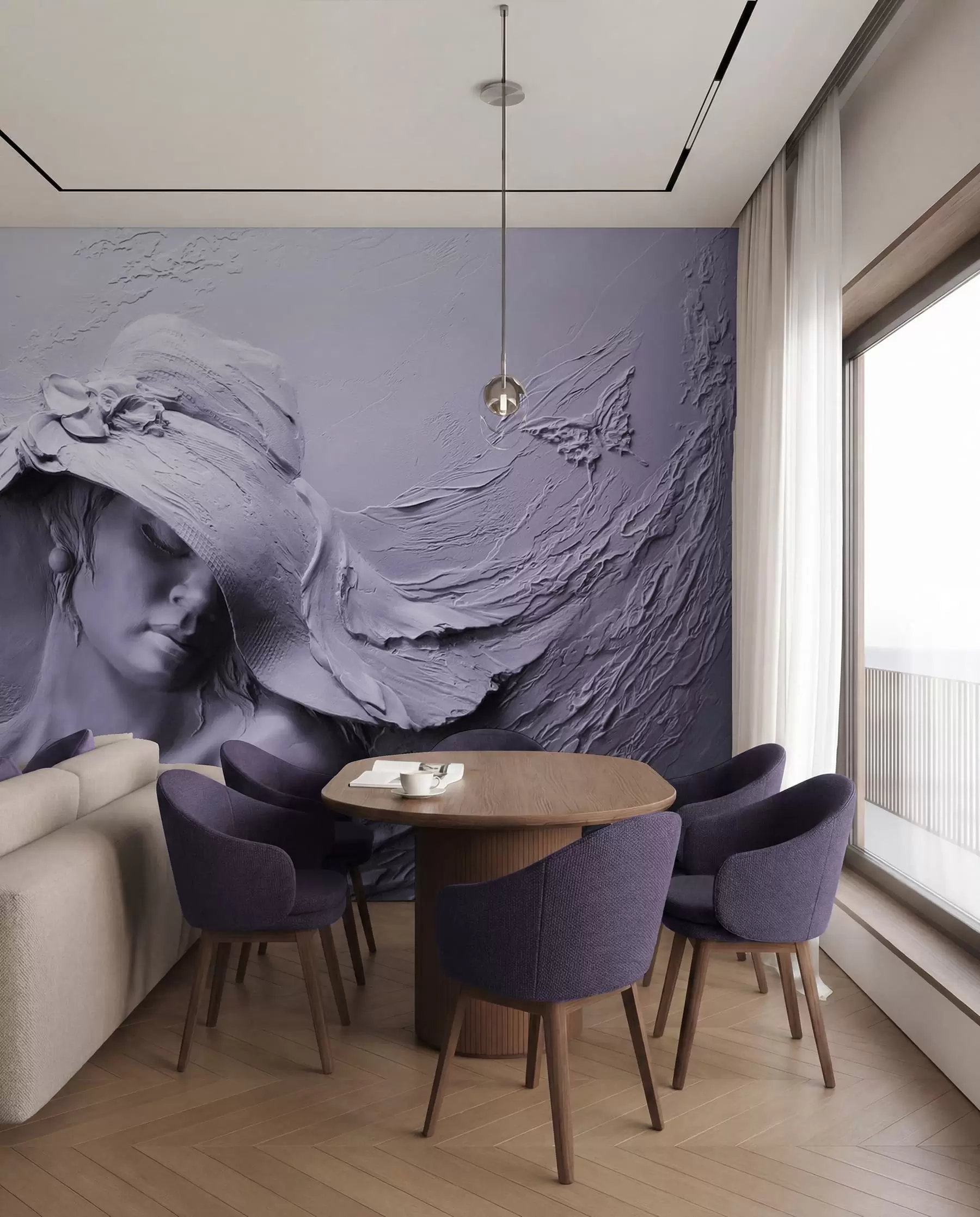 murales de pared Mujer con sombrero 3D u62592v3