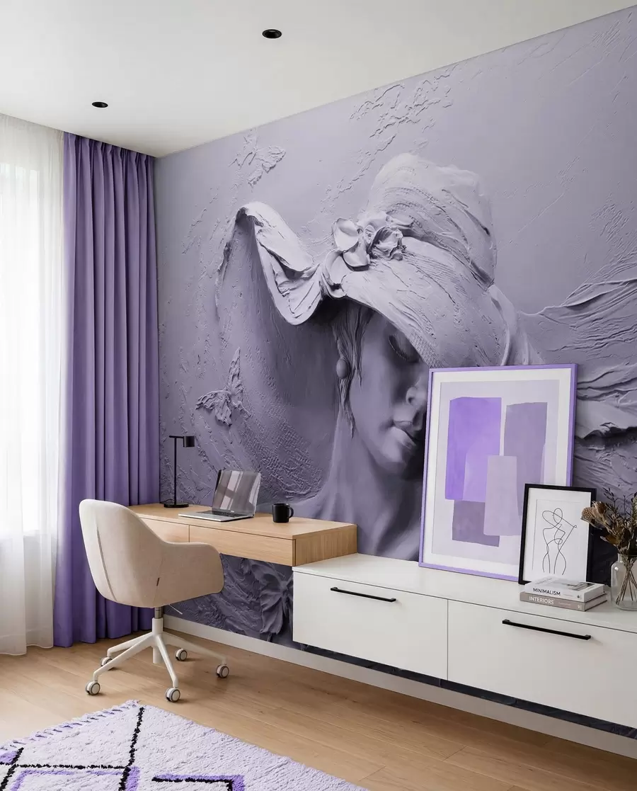 murales de pared Mujer con sombrero 3D u62592v3