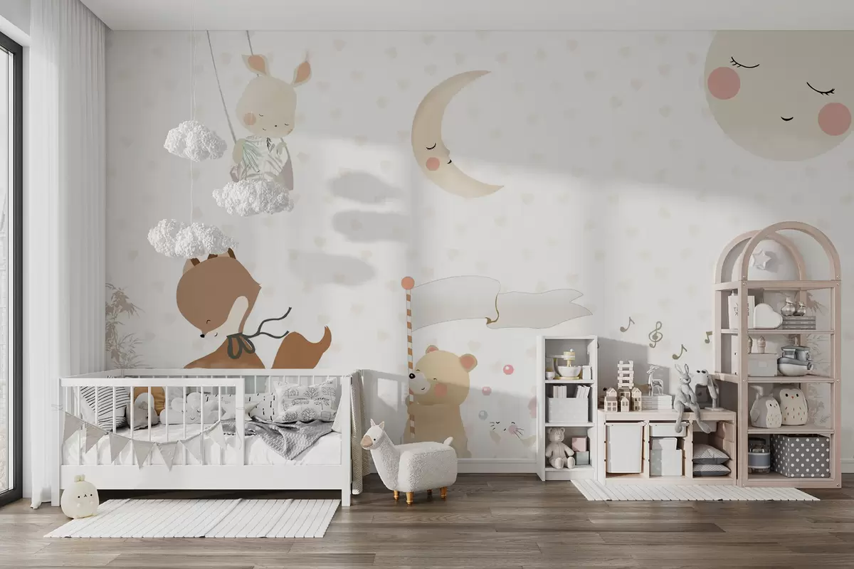 murales de pared Diseño de papel pintado con simpáticos animales u99000