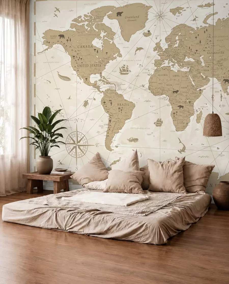 murales de pared Mapamundi vintage u99074