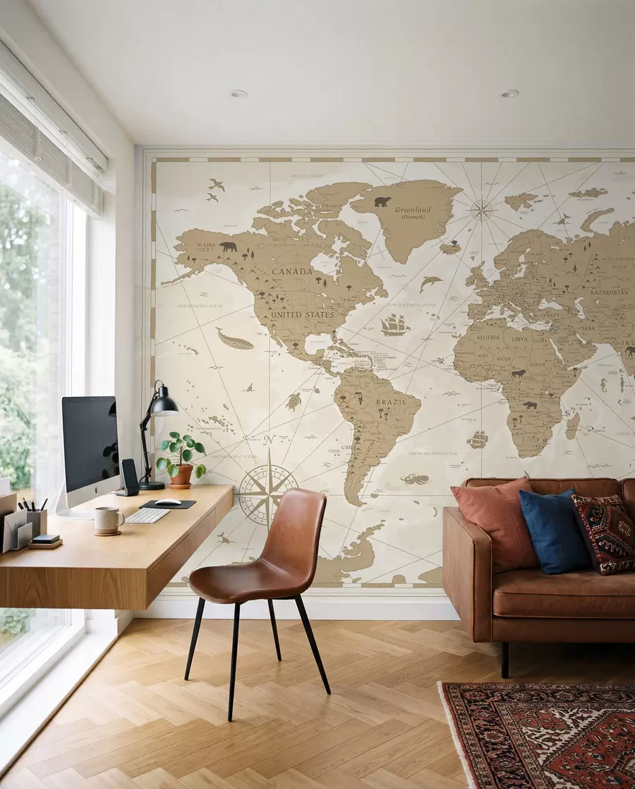 murales de pared Mapamundi vintage u99074
