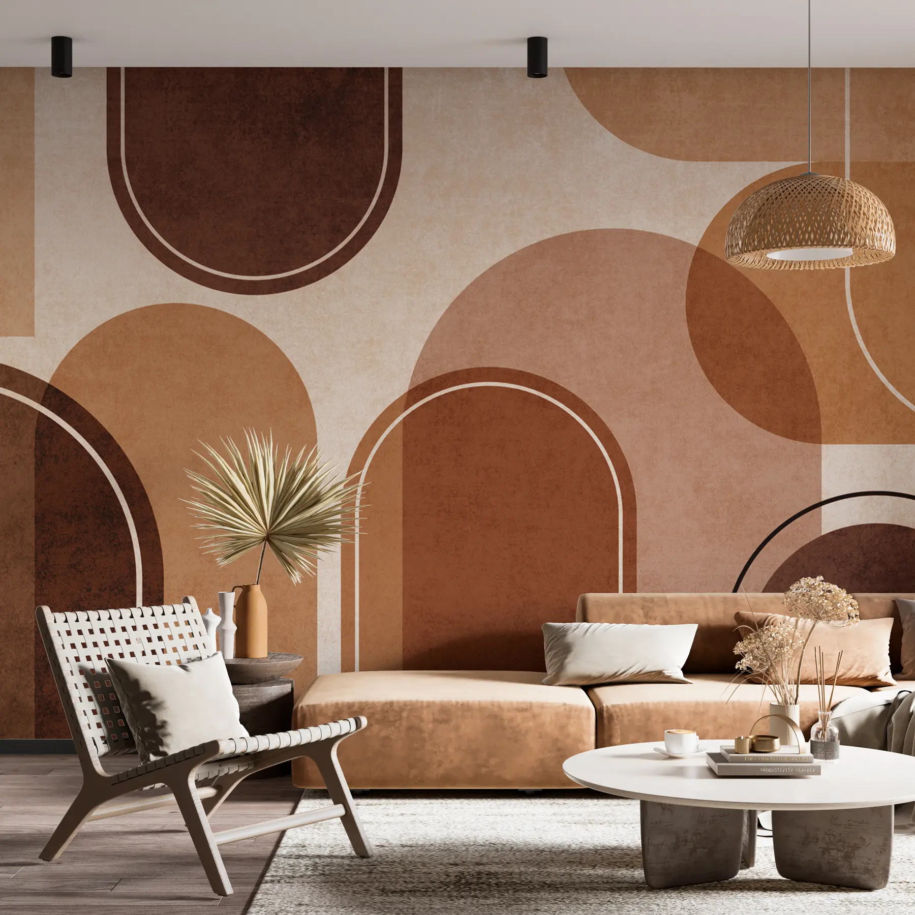 murales de pared Arcos geométricos en naranja u99095v1
