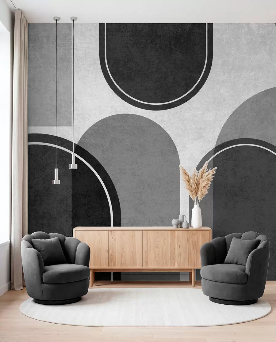 murales de pared Arcos geométricos en gris u99095v2