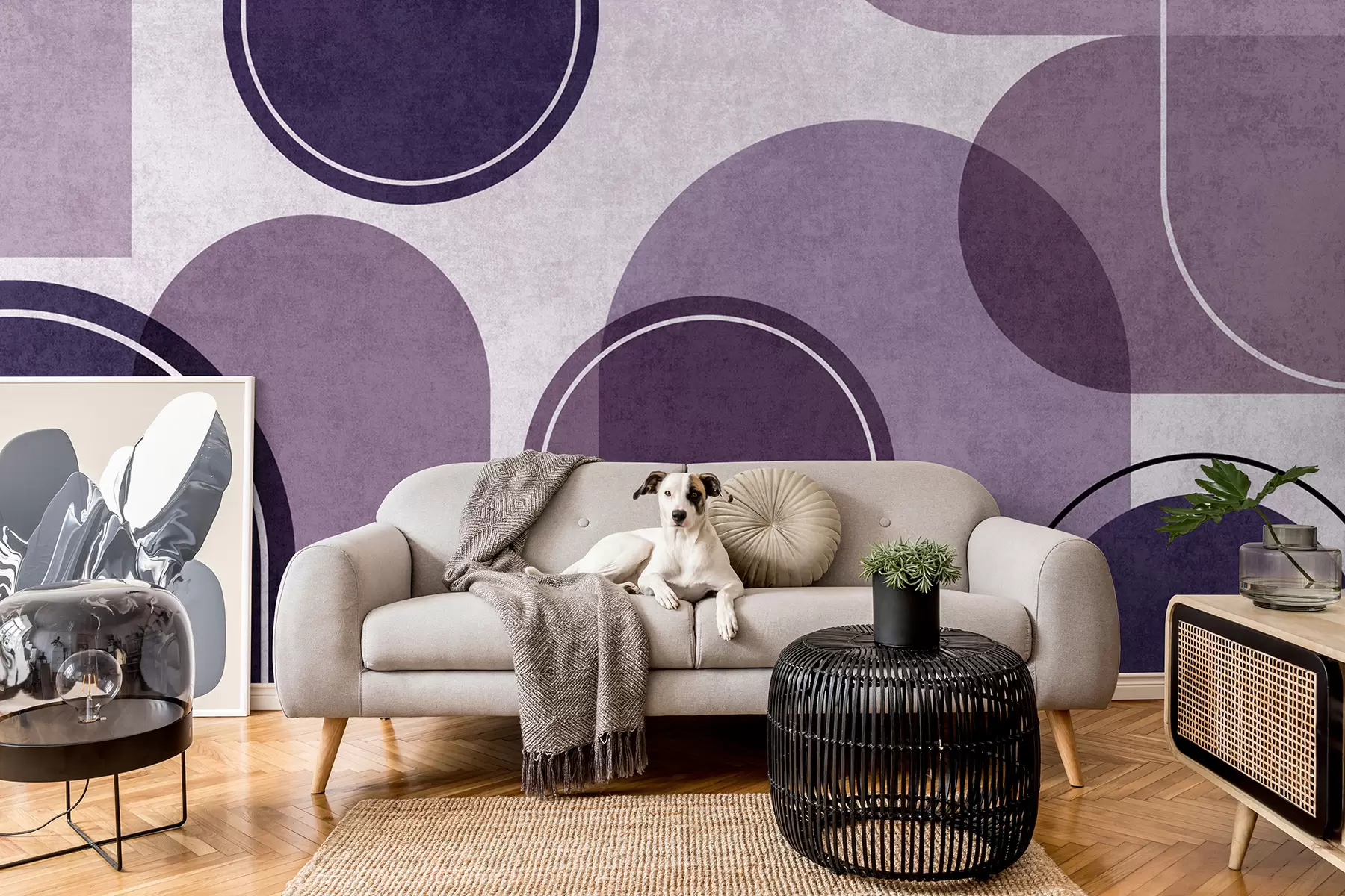 murales de pared Arcos geométricos en morado u99095v4