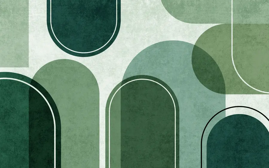 murales de pared Arcos geométricos en color verde u99095v5