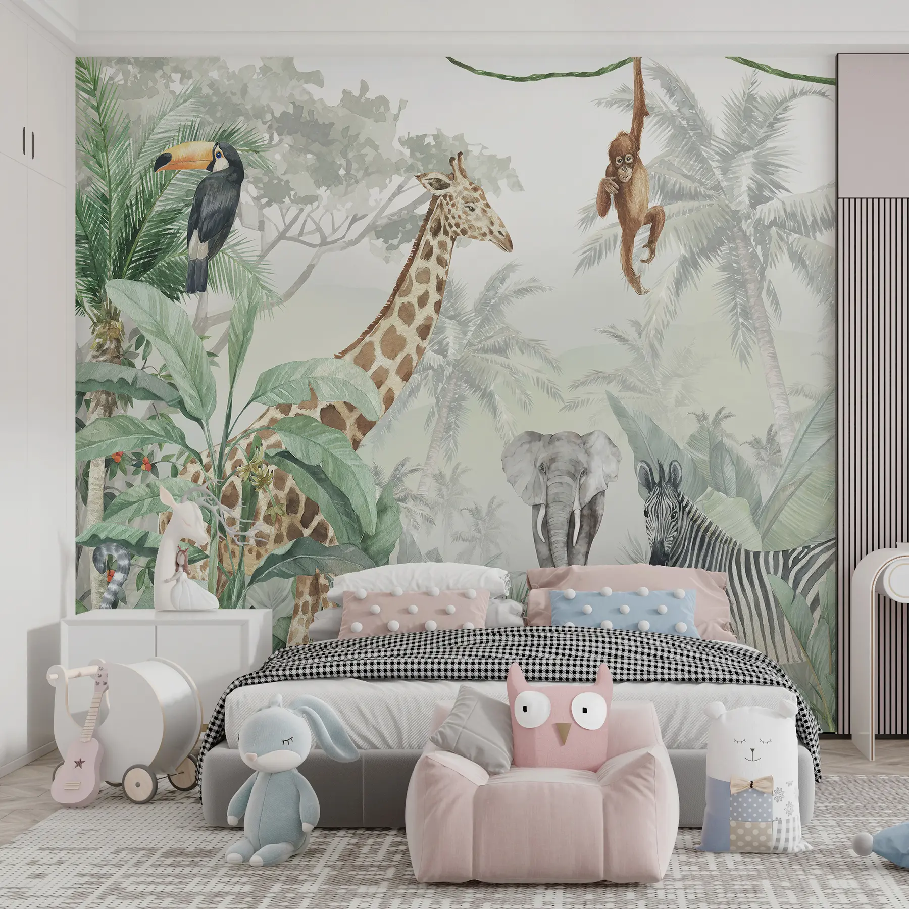 murales de pared Panorama de la selva con animales u74709d1