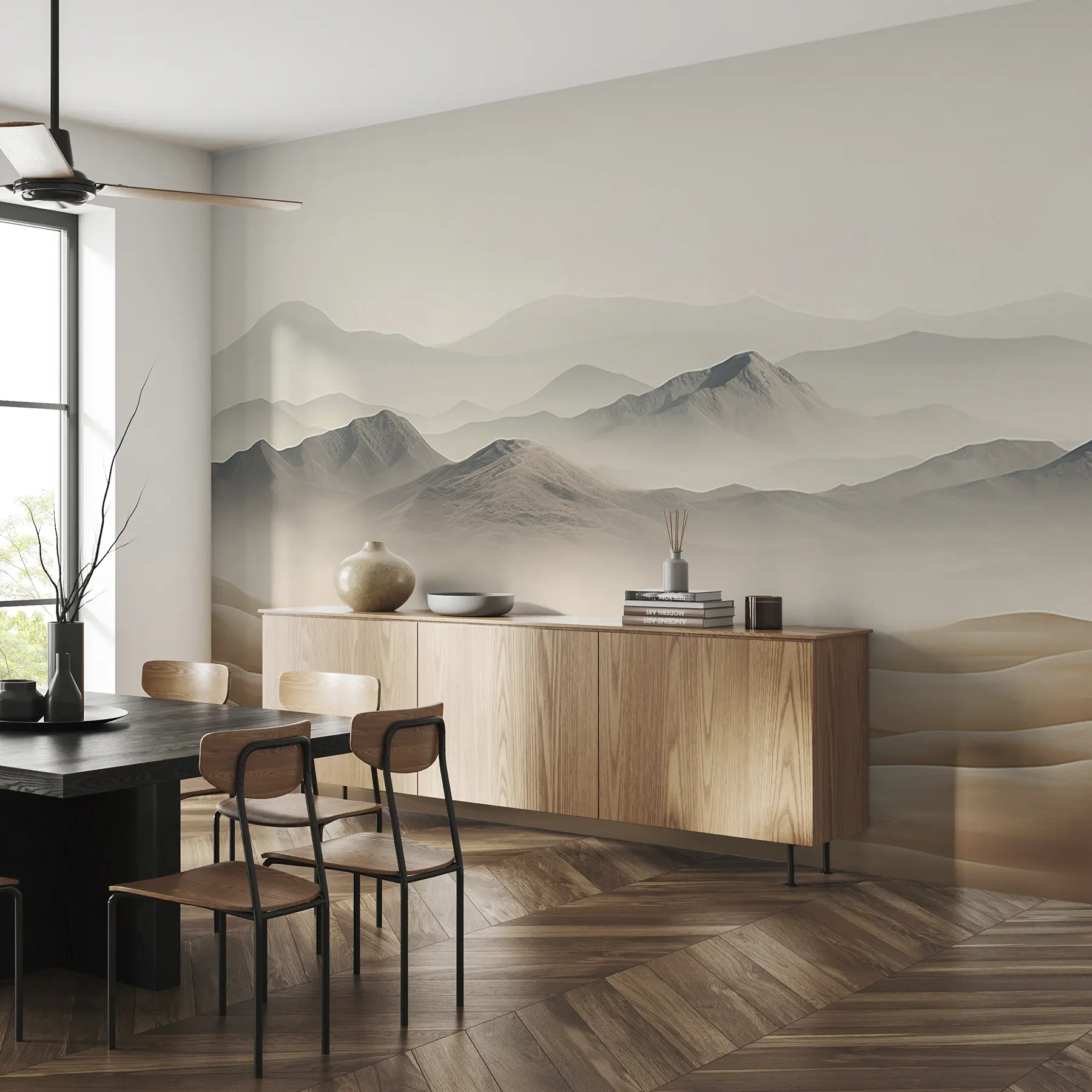 murales de pared Paisaje de montaña, desierto, colores beige, realismo u99456
