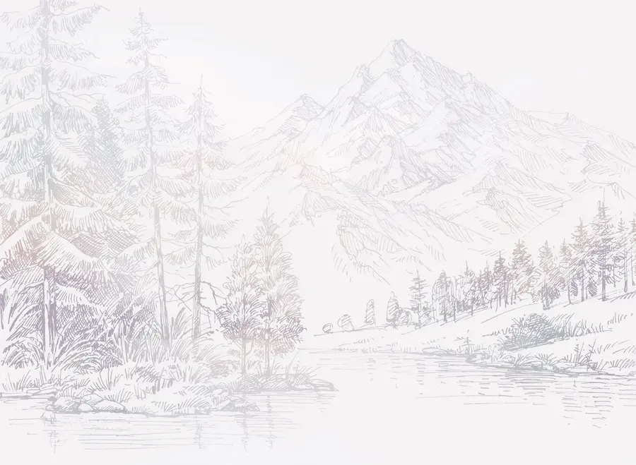 murales de pared Paisaje de montañas alpinas, minimalismo, colores púrpura u99569v1