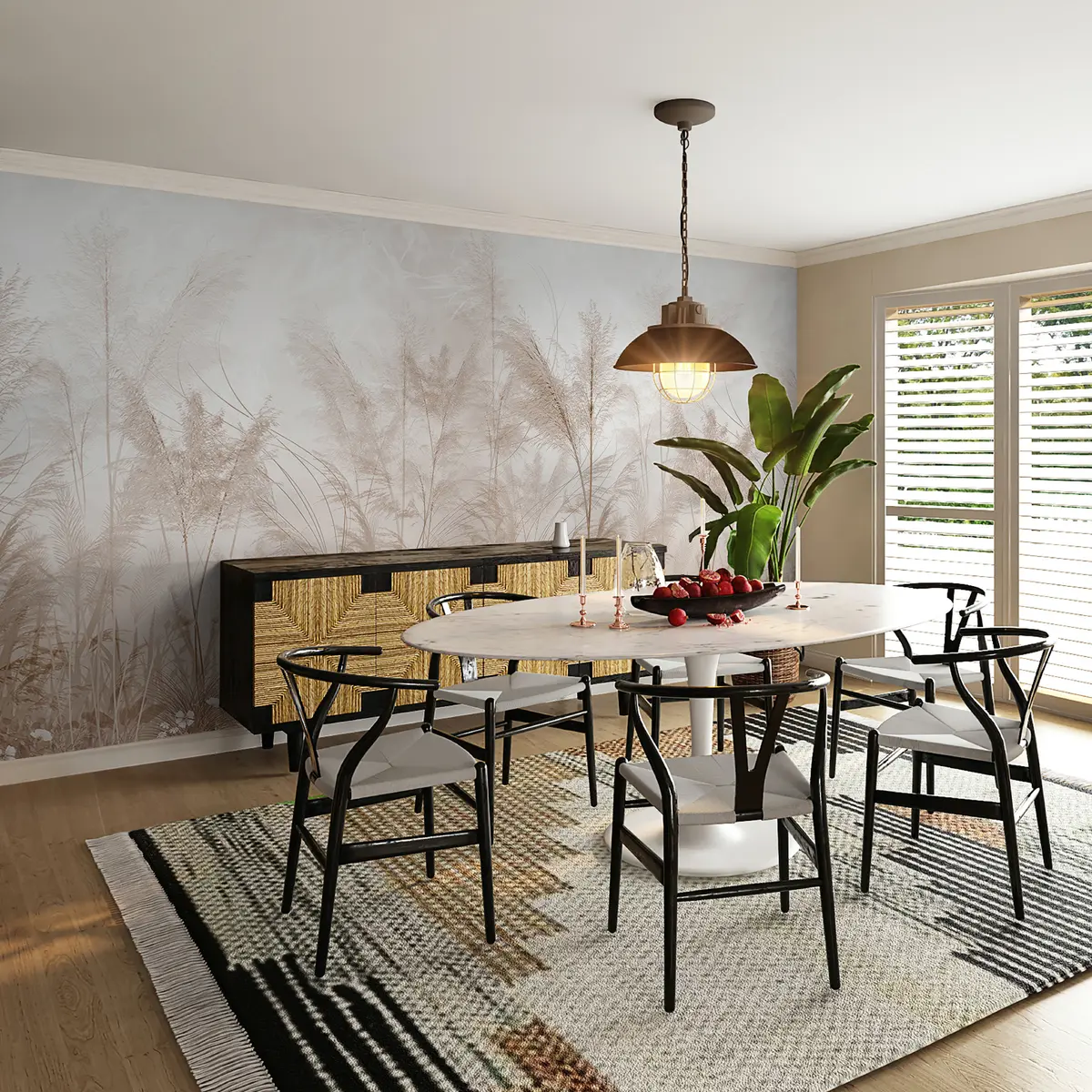 murales de pared Plantas altas en colores pastel u93903d2