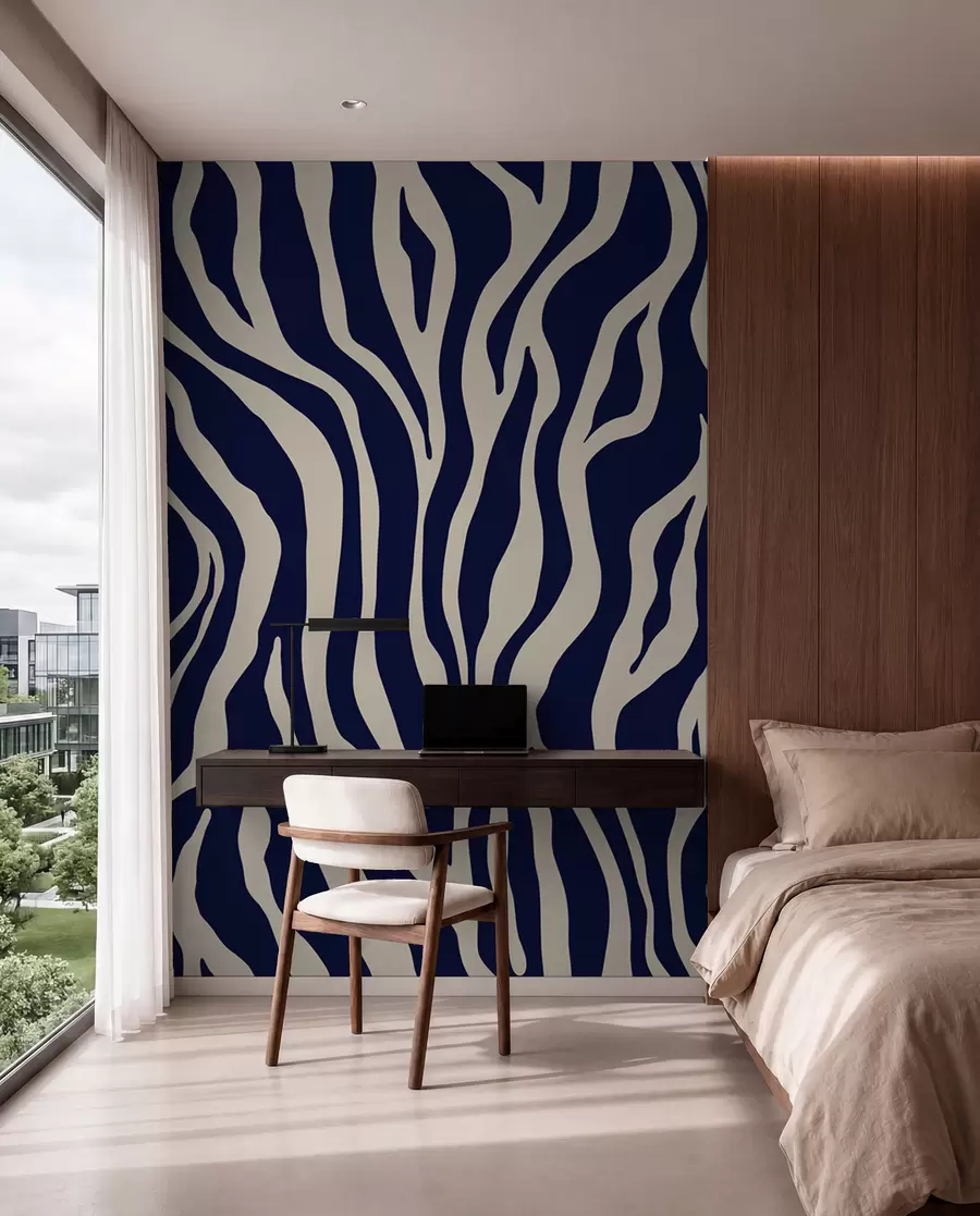 murales de pared Impresión vectorial de piel de cebra en colores azul y blanco u99173v1