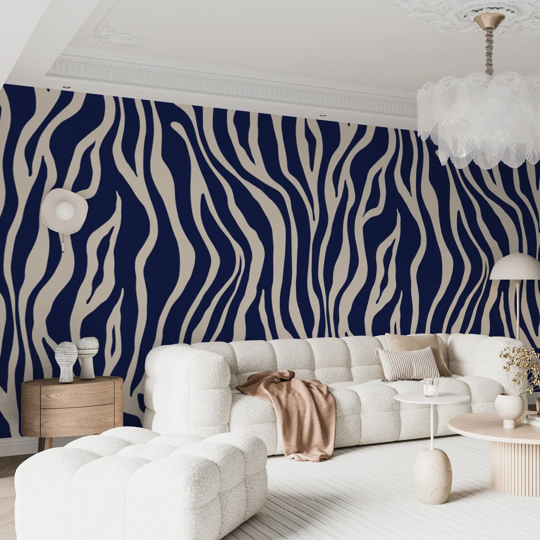 murales de pared Impresión vectorial de piel de cebra en colores azul y blanco u99173v1